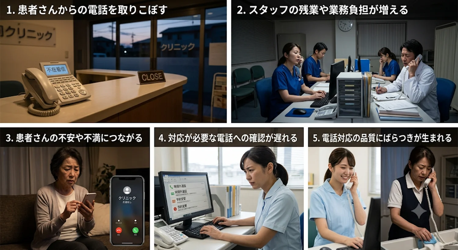 クリニックが時間外の電話に対応できないことで起こる5つの問題